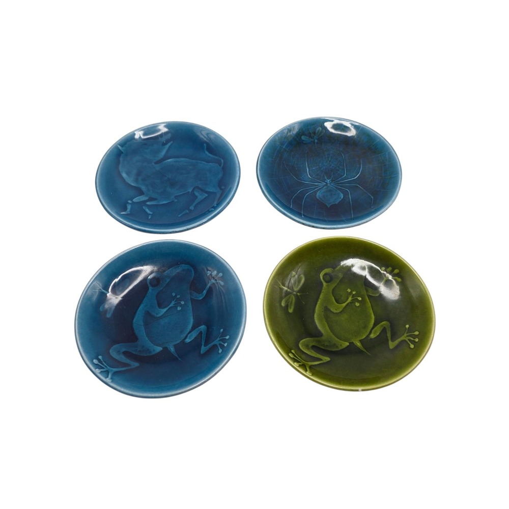 Set of 4 Mid Century Joan Priolo Signed Studio Art Pottery Trinket Mini Plates
